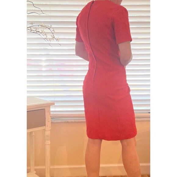 American Vintage 1960s Orange Red Textured Polyester Dress Size MED Ladies Mod - Picture 6 of 11